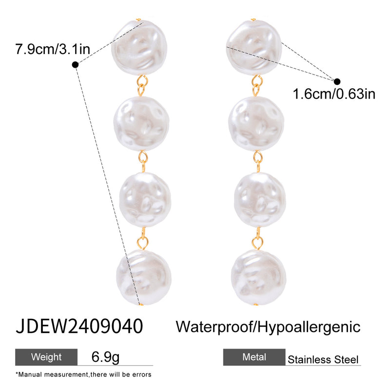 Stainless steel pearl pendant earrings double C earrings titanium steel earrings
