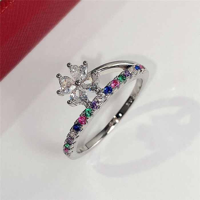 Colored zircon ring, Valentine's Day gift ring