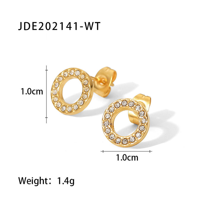 18K Gold Plated Stainless Steel Wavy Square Stud Earrings - Unique High-End Jewelry