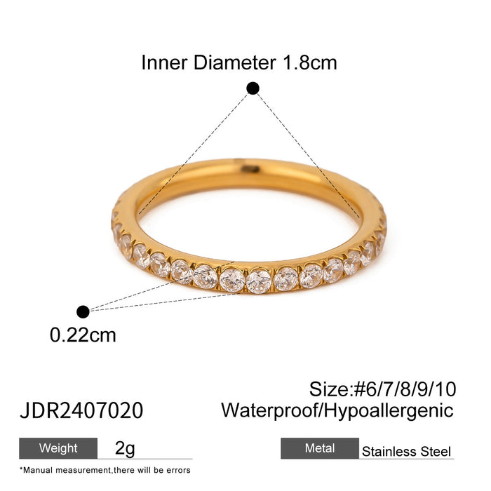 Stainless steel zircon pearl ring