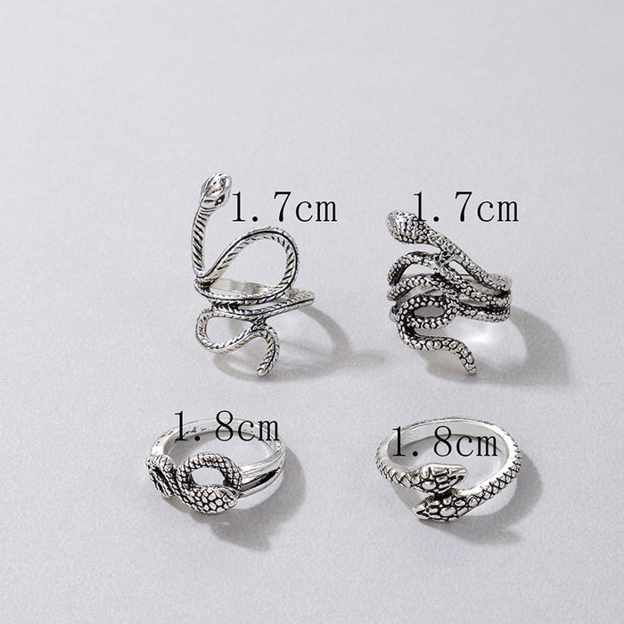 Oil dripping butterfly heart eight piece ring set