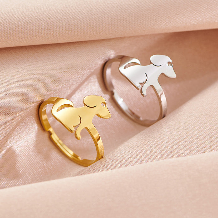 Pet puppy ring, stainless steel cartoon open animal ring wholesale