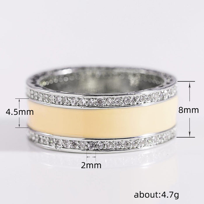 Women's ring with zircon stitching design