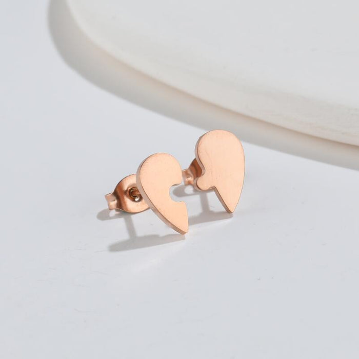 Puzzle Piece Stainless Steel Stud Earrings - Creative and Asymmetric Jewelry