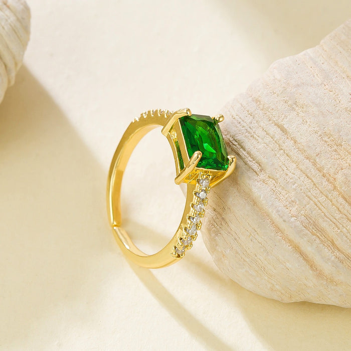 Wholesale emerald zircon diamond-set open rings