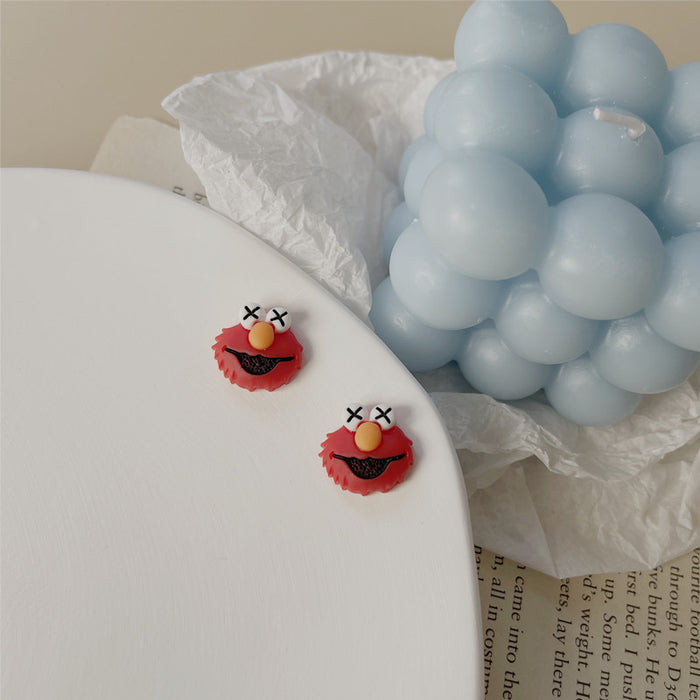 Sesame Street Monster Earrings Childlike Soft and Cute Earrings