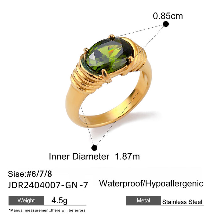 Stainless steel zircon pearl ring