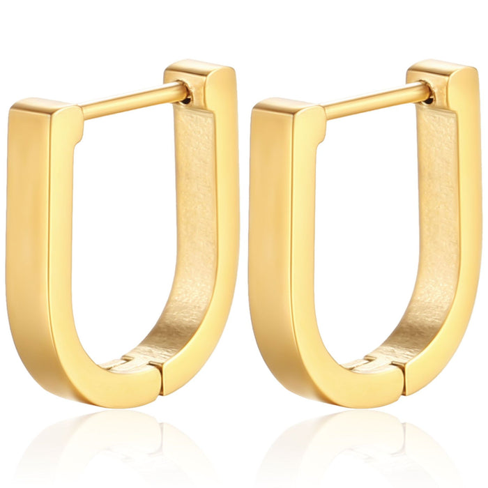 Gold geometric stainless steel earrings for men and women titanium steel hand-polished earrings