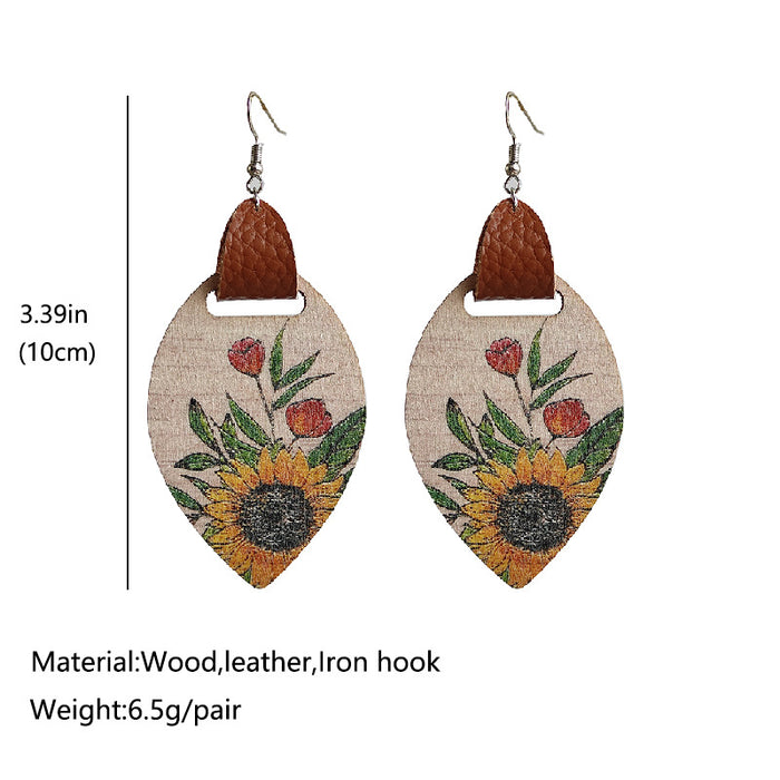 Wooden flower earrings