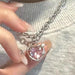 Alloy Heart Silver Micro Set Zircon Necklace - wallojewerly 