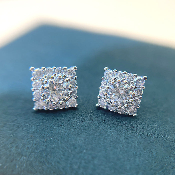 Shiny textured earrings, versatile diamond earrings