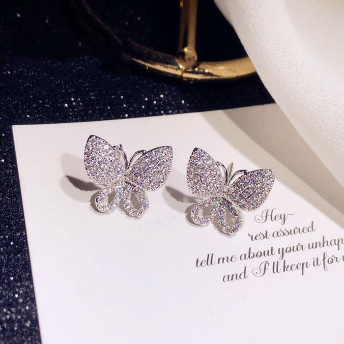 Butterfly earrings zircon full diamond elegant earrings for women