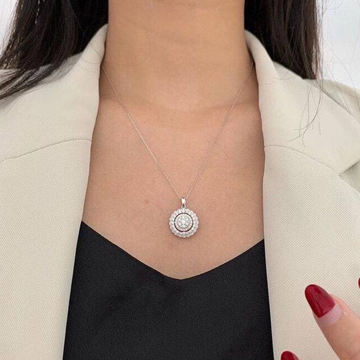 Collar de clavícula para mujer con colgante de circonita y diamante completo