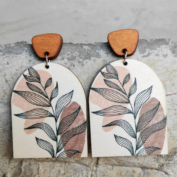 Wooden semicircular earrings