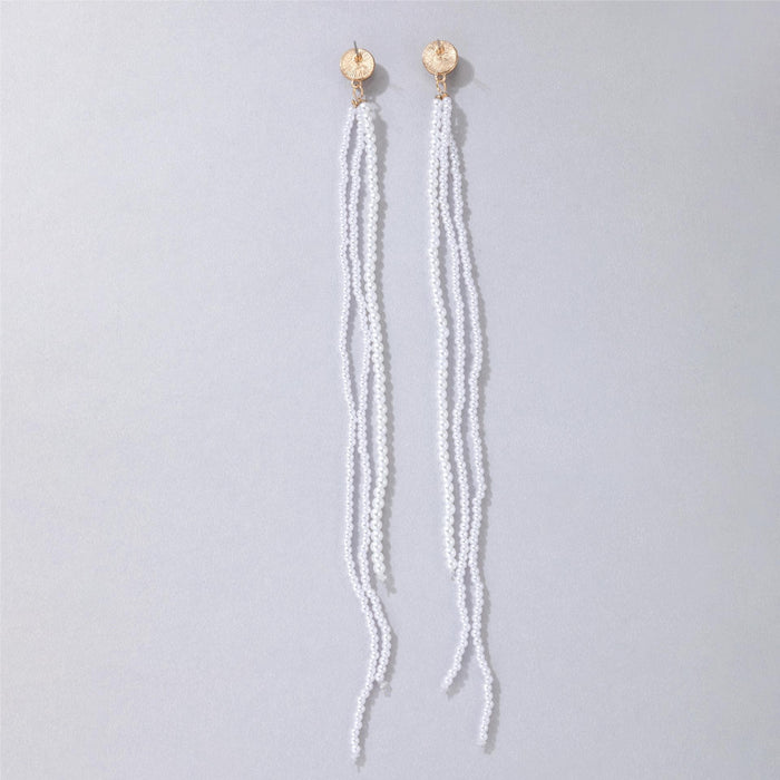 Imitation pearl tassel earrings niche light luxury earrings