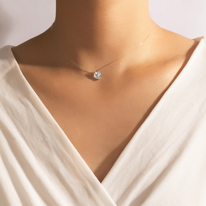 Collar de circonitas en forma de corazón para mujer: cadena minimalista con colgante de piedras preciosas