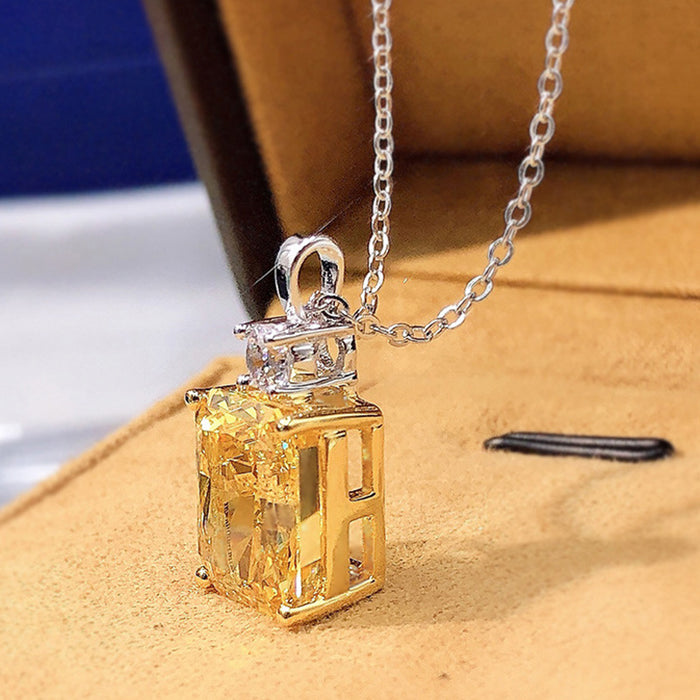 Yellow diamond ice flower cut women's necklace jewelry