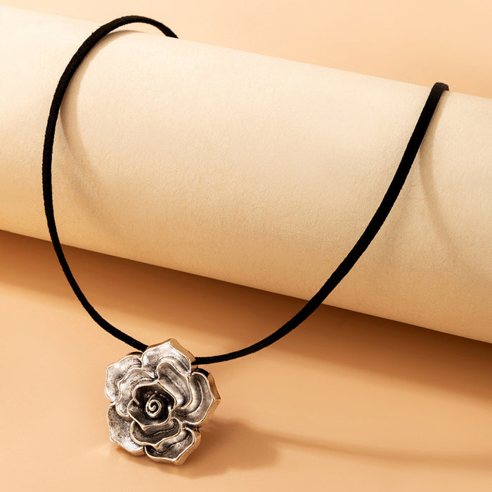 Rose Pendant Necklace with 3D Flower Design for Amazon