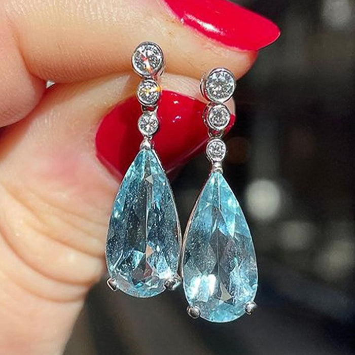 Sea blue pear-shaped teardrop earrings for women Strong factory cross-border supply