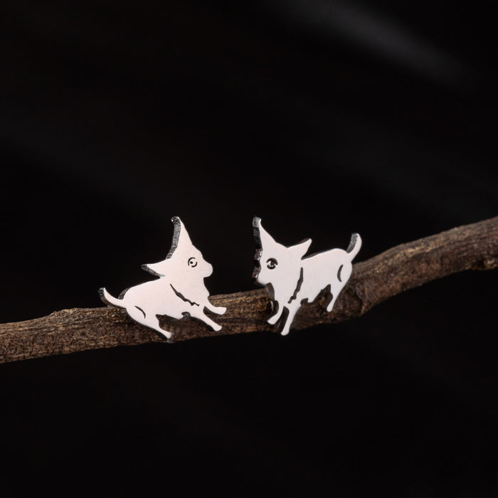 Dog Zodiac Stainless Steel Stud Earrings - Adorable and Playful Animal Jewelry