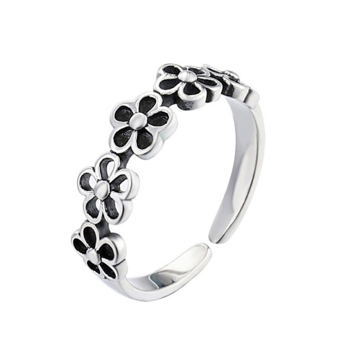 Korean retro five flower ring, old ring