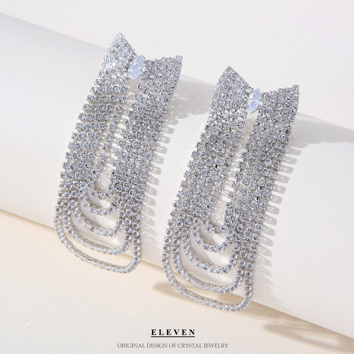 Luxury Micro Inlay Zircon Earrings - S925 Silver Tassel Dangles for a Sophisticated Look