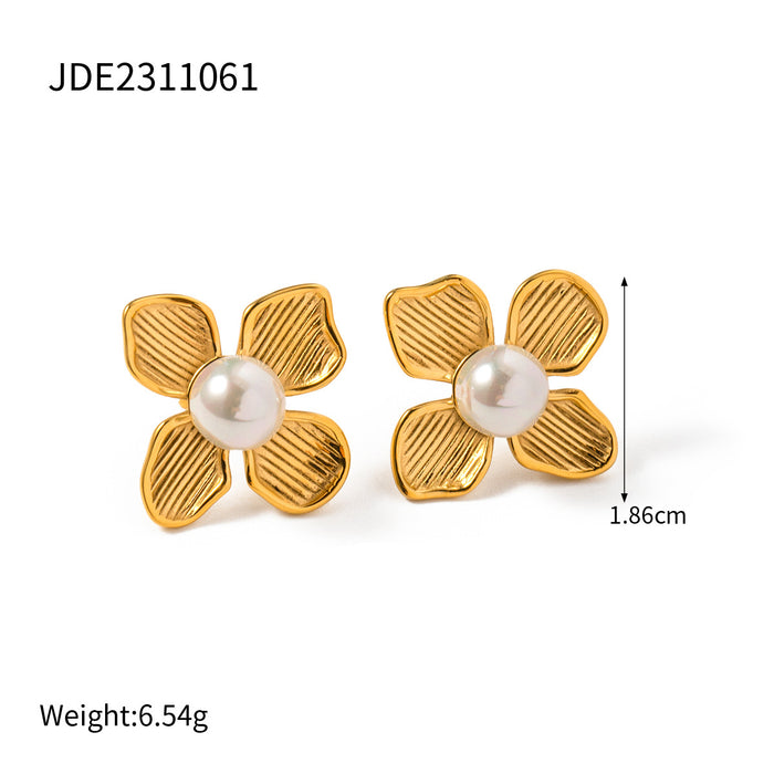 Designer 18K Gold Stainless Steel Gold-Silver Daisy Earrings - Floral Series Jewelry