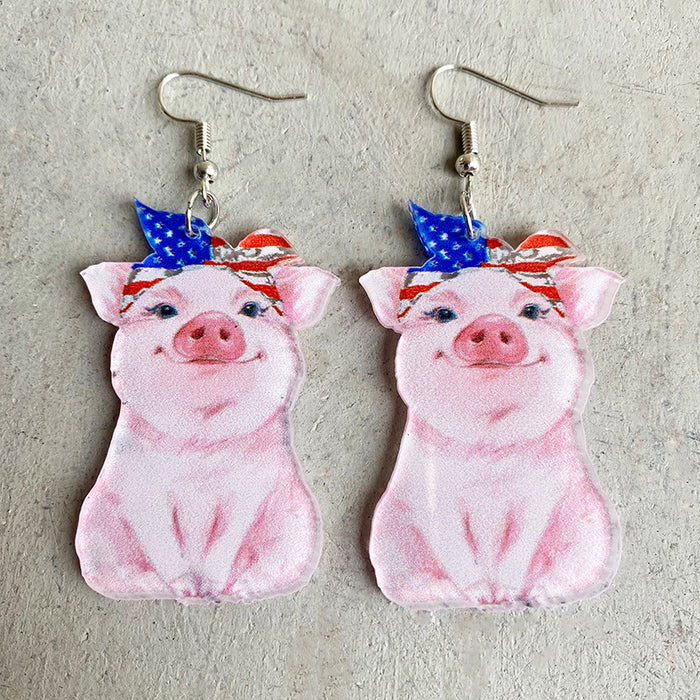 Acrylic pink pig earrings