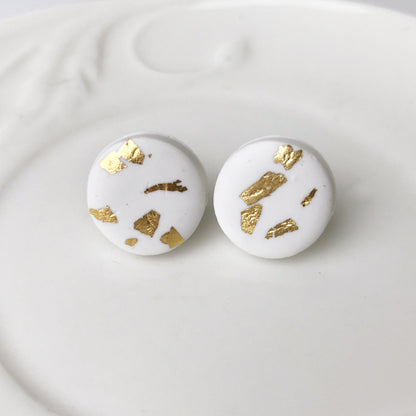 Handmade Soft Clay Earrings with Gold Foil Texture, Trendy and Stylish in a Cute and Minimalist Design