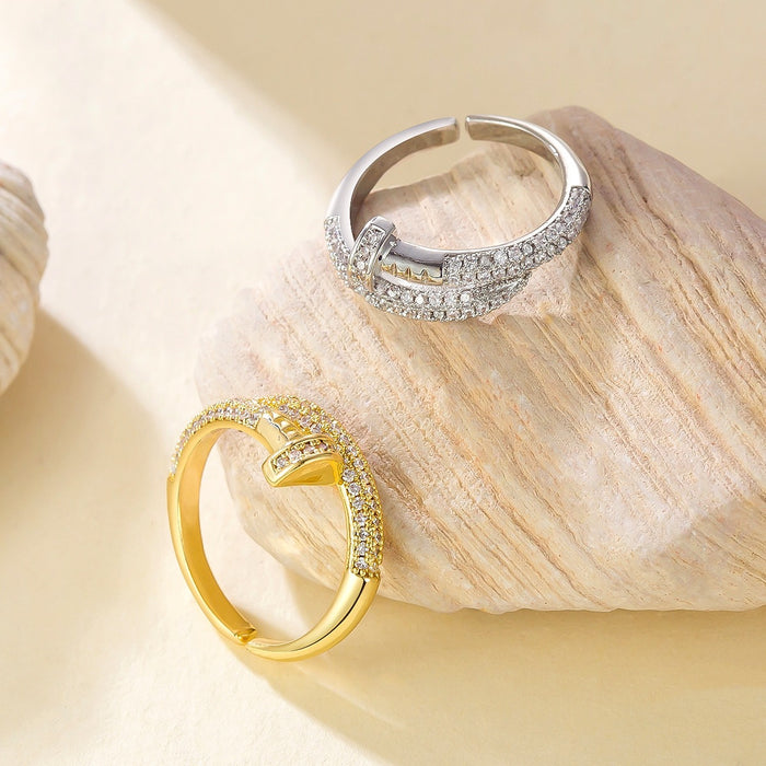 Wholesale copper micro-painted diamond nail rings