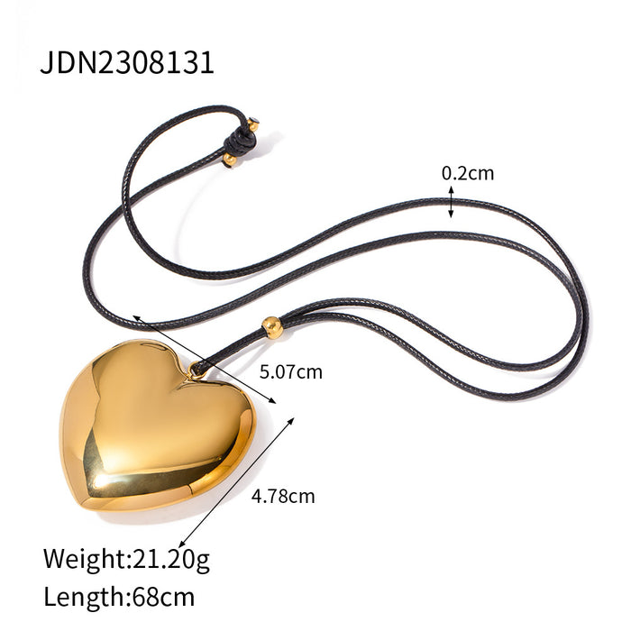 18K Gold-Plated Heart Pendant Necklace with Minimalist Design - Women's Fashion Jewelry