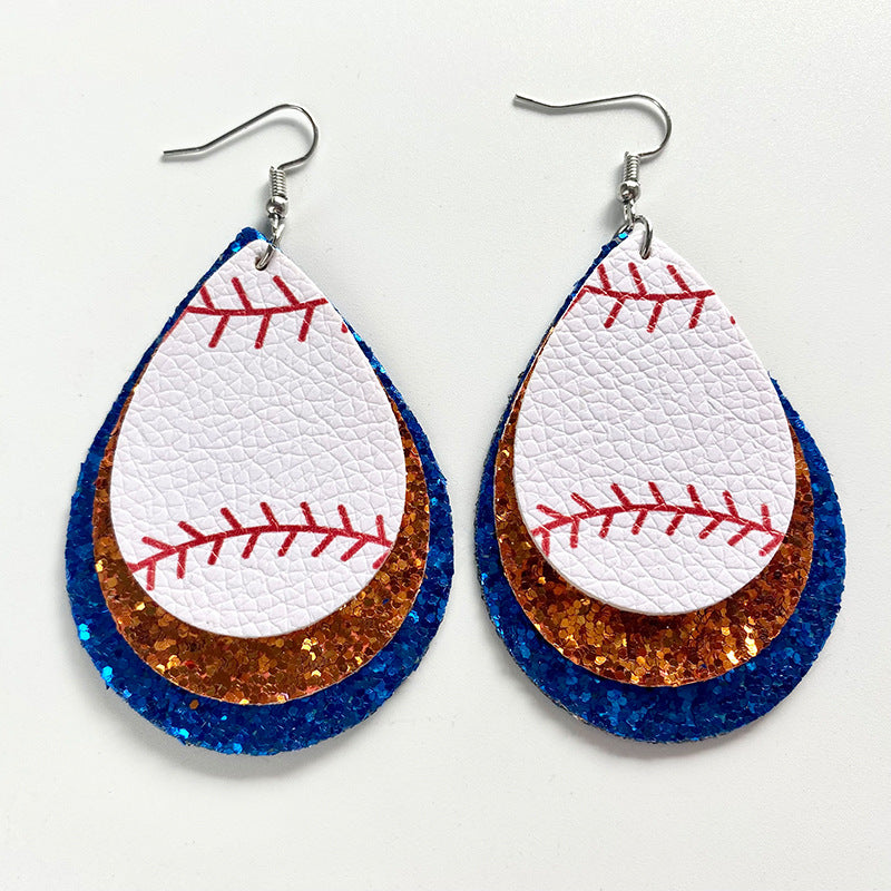 Sports Team Color Earrings with Cheerleading, Football, Baseball, and Softball Design