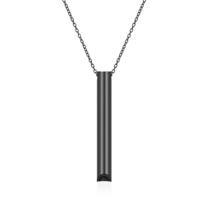 Cylindrical Whistle Necklace, Unisex Titanium Steel 18K Necklace