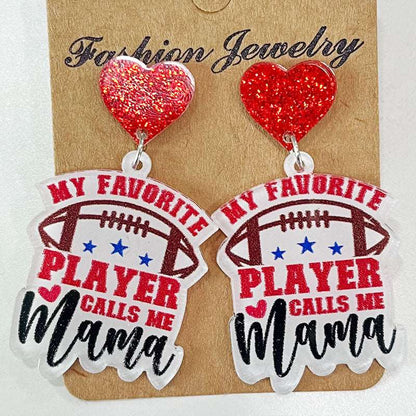 Acrylic Baseball Heart Earrings