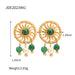French Vintage 18K Gold Plated Stainless Steel Earrings - Natural Stone Pendant Jewelry for Women - wallojewerly 