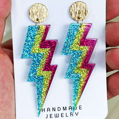 Fluorescent Acrylic Lightning Earrings