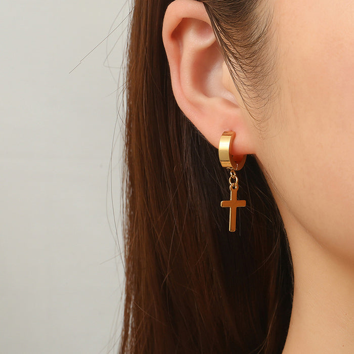 Pendientes de cruz Pendientes de acero inoxidable en oro de 18 quilates para hombre y mujer