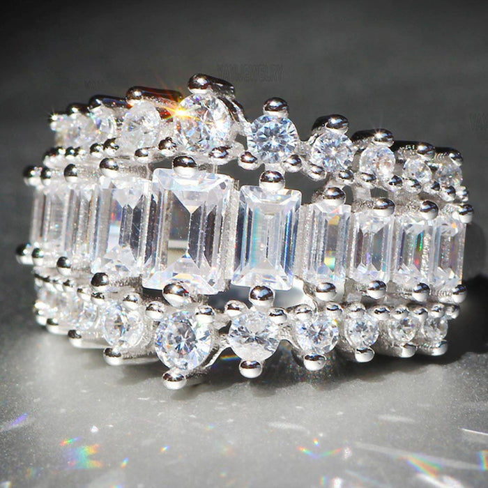 High Quality Platinum Plated Diamond Ring Wedding Bride Jewelry
