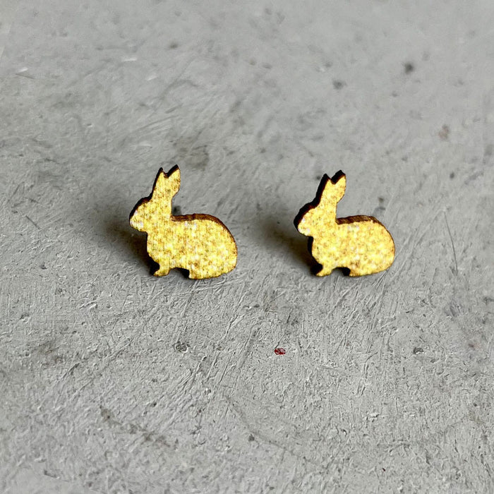 Wooden rabbit earrings