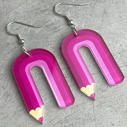 Colorful Pencil Earrings with Art Teacher and School Gift Design