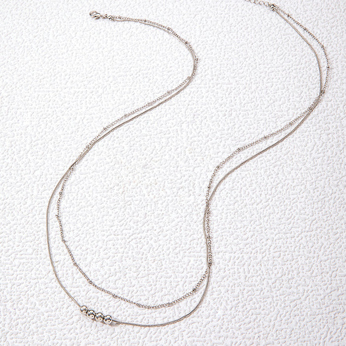 Double-layer beaded chain, simple and versatile body chain