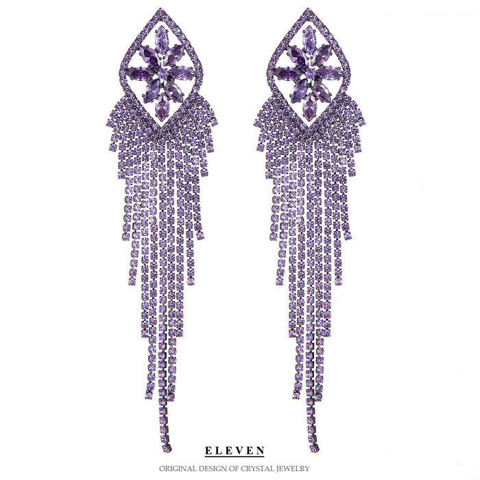 Elegant Zircon Tassel Earrings - Sparkling Dangles for a High-End Look