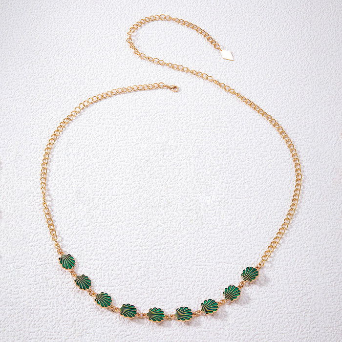 Green oil drip scallop beach style creative waist chain