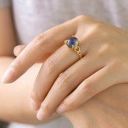 Wholesale copper diamond-set temperature-sensitive oval cabochon open ring - wallojewerly 