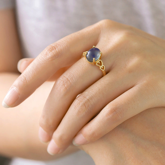 Wholesale copper diamond-set temperature-sensitive oval cabochon open ring