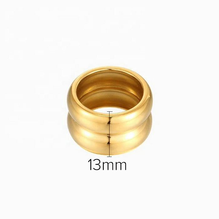 Double Layer 18K Gold Plated Stainless Steel Ring - Minimalist Style