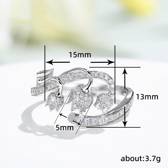 Rose bud open ring light luxury aesthetic adjustable