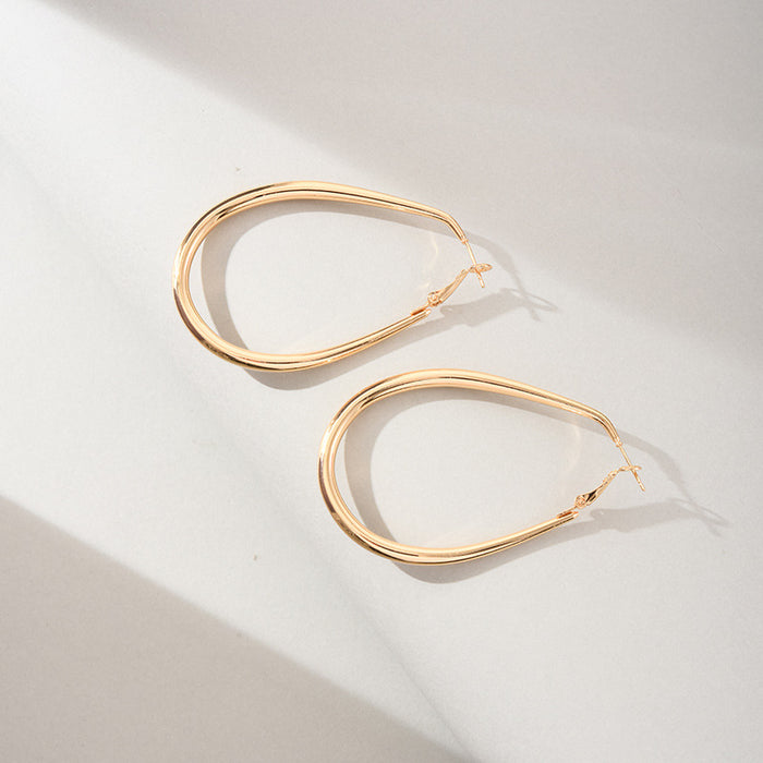 Plain hoop earrings twisted exaggerated earrings