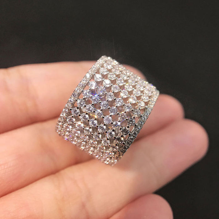 Hollow zircon ring trendy simple ring