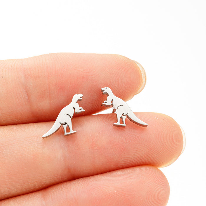 Dinosaur Stainless Steel Stud Earrings - Fun and Playful Animal Jewelry